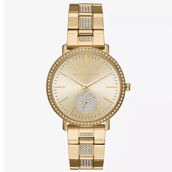 Michael Kors gold crystal bezel bracelet watch - Picture 2 of 8